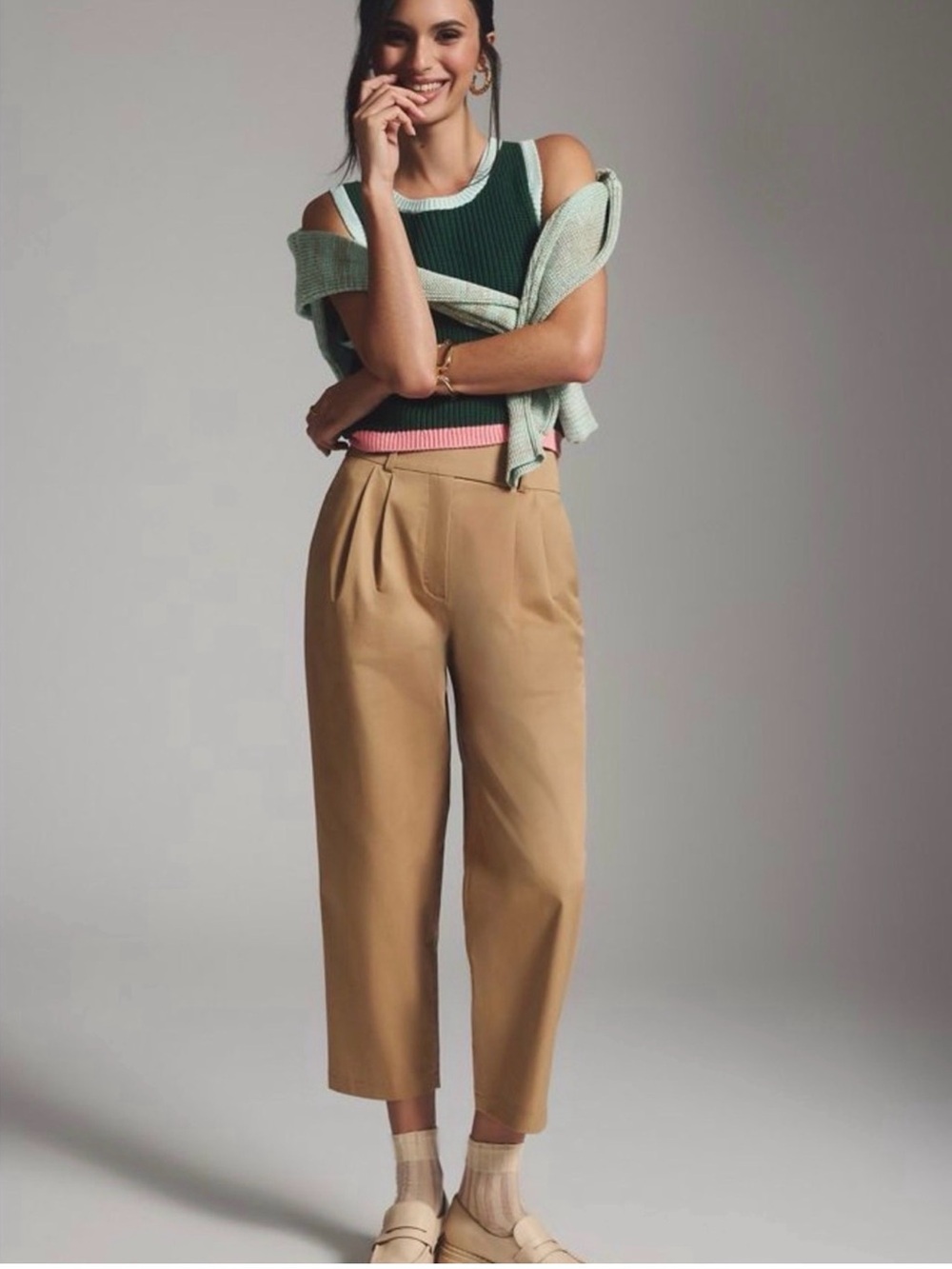 Exquise Anthropologie Cedar Pleated High Rise Wide Leg Trousers Pants M
